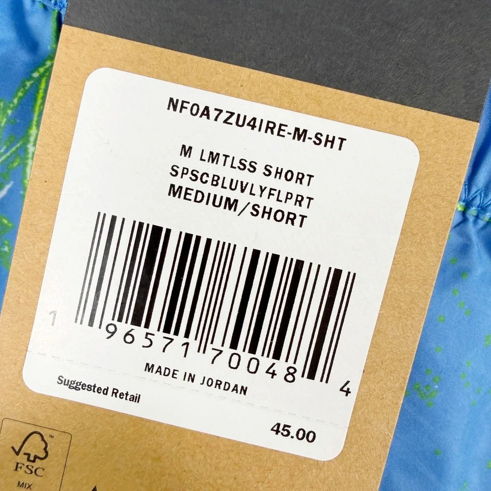 The North Face Limitless Shorts Size M Mens Blue Floral Print NF0A7ZU4IRE-M-SHT